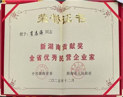 肖志海主席荣获2025新湖南贡献奖全省优秀民营企业家称号